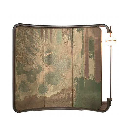 Hand-Painted Silk Partition with Lighting