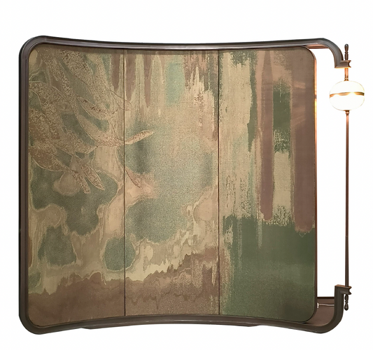 Hand-Painted Silk Partition with Lighting